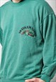 VINTAGE 90S GREEN SWEATSHIRT COZY WARM SPORT CREWNECK 