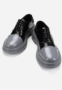 Contrast brogue shoes two color edgy sneakers in black grey