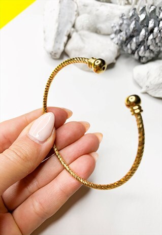GOLD DIAMOND CUT TORQUE BANGLE