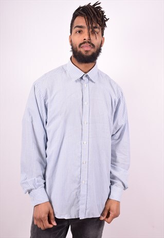 YVES SAINT LAURENT MENS VINTAGE SHIRT XL BLUE 90'S