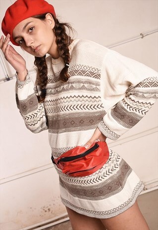 90'S RETRO STRIPED JAZZY KNIT FESTIVAL GARM JUMPER TOP