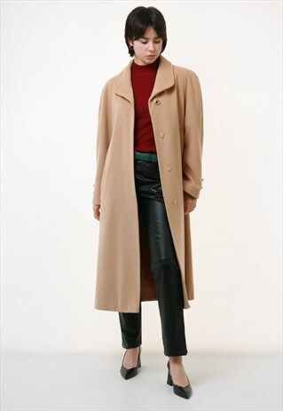 80S VINTAGE VTG RARE WOOLMARK ANGORA BEIGE CAMEL COAT 2513