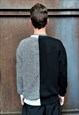 HOUND-TOOTH CONTRAST STITCHED SWEATSHIRT KNIT DOG-TOOTH TOP