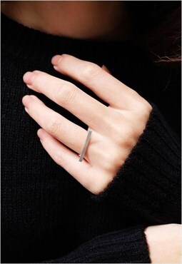 Small Band Bar Ring Women Sterling Silver Ring
