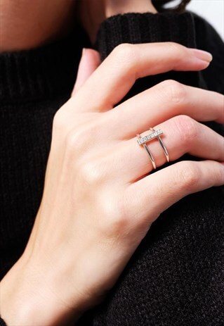 TWO BAND STERLING SILVER RING