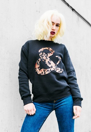 UNISEX JUMPER IN BLACK WITH SEQUIN AMPERSAND MOTIF