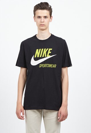 90S VINTAGE BLACK NIKE LOGO CREW NECK T-SHIRT