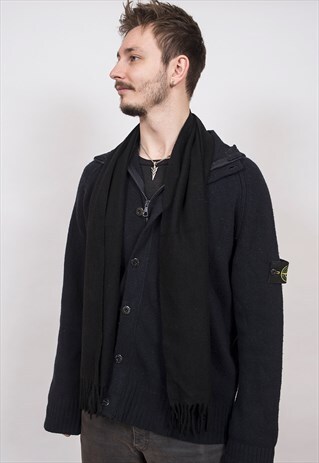 RALPH LAUREN BLACK LAMBSWOOL SCARF
