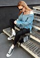 DENIM SHIRT WITH MESH INSERT