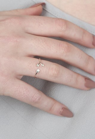 SILVER MINI LEAF RING