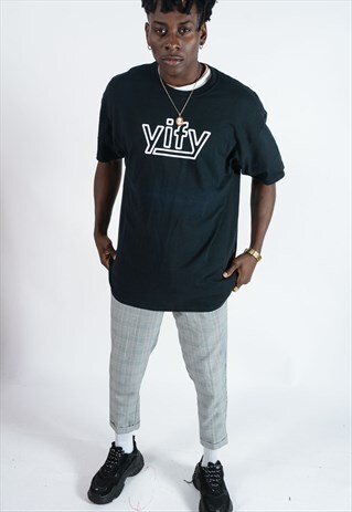UNISEX T-SHIRT IN BLACK WITH OUTLINE LOGO
