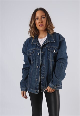 VINTAGE DENIM JACKET OVERSIZED FITTED UK 16 XL (GOAE)