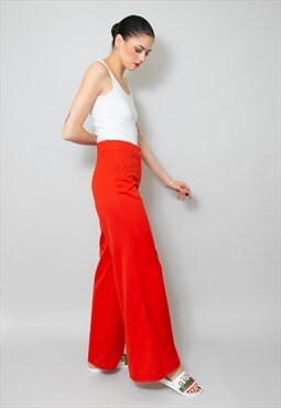 70's Diolen Red High Rise Vintage Flares Trousers