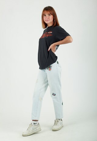 VINTAGE 80S BENETTON PATCH LOGO LIGHT BLUE JEANS