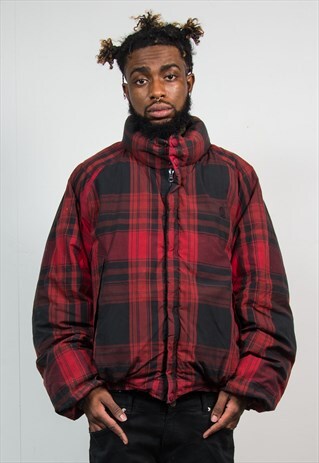 NAUTICA PUFFER JACKET REVERSIBLE RED TARTAN CHECK