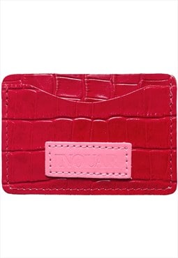 Red Croc Real Leather Card Holder Wallet Purse
