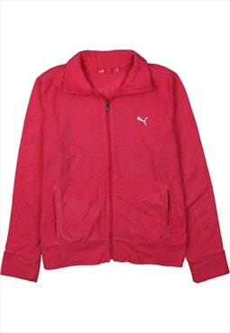 Vintage 90's Puma Fleece Jumper Full Zip Up Pink Medium