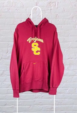 Vintage Nike Hoodie Centre Swoosh Red USC Trojans XL