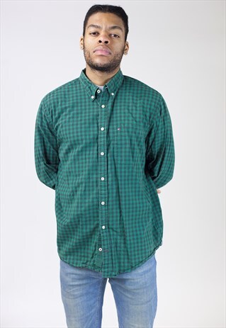 VINTAGE TOMMY HILFIGER GREEN CHECK SHIRT