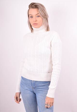 TOMMY HILFIGER WOMENS VINTAGE JUMPER SWEATER SMALL WHITE 90'