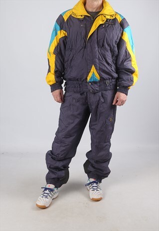 VINTAGE DESCENTE SKI SUIT TOP TROUSERS SPORTS L 44" (92A)