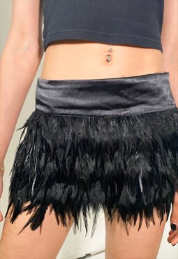 Vintage y2k feather mini skirt low cut 