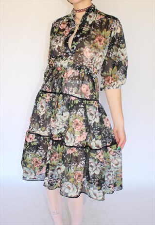 FLORAL BABYDOLL ANTIQUE FESTIVAL SUMMER DRESS