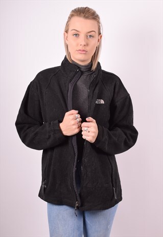 THE NORTH FACE WOMENS VINTAGE FLEECE JACKET XL BLACK 90S