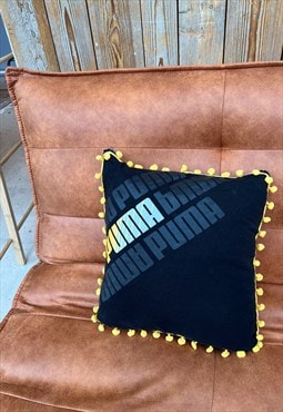 Reworked Puma with Pom-pom Pillow Cushion 