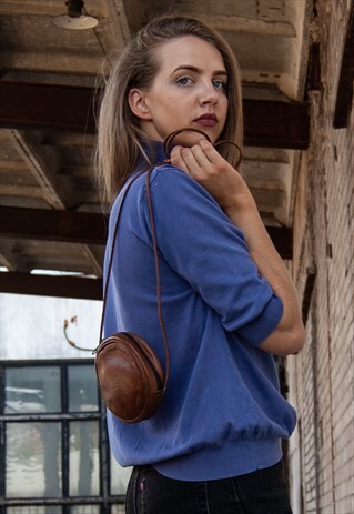 VINTAGE RETRO LITTLE BROWN LEATHER SHOULDER BAG WALLET