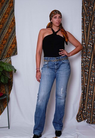 VINTAGE REWORKED CUSTOMED DENIM 501 LEVI'S CUT JEANS