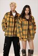 WOOLEN CHECK BOMBER FLEECE LINED PLAID JACKET WINTER COAT