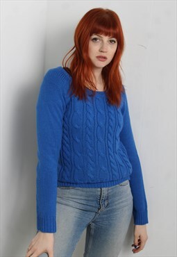 Vintage Cable Knit Jumper Blue