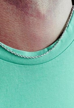 Silver faceted belcher chain in 925 sterling silver 20"