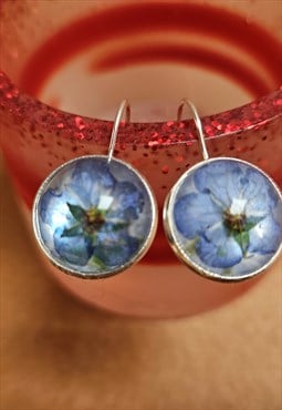 Handmade dried flower crystal  earrings