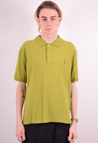 POLO RALPH LAUREN MENS VINTAGE POLO SHIRT LARGE GREEN 90S