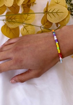 Gemstone Multicolour Seed Beaded Pearl Mix Bracelet 90s Y2K 