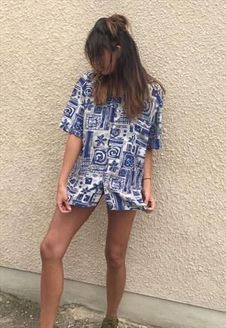 PATTERNED OVERSIZED RETRO VINTAGE UNISEX FESTIVAL SHIRT