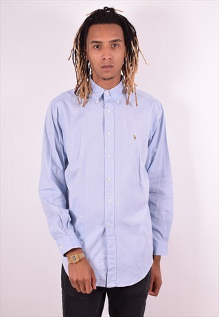 POLO RALPH LAUREN MENS VINTAGE SHIRT LARGE BLUE 90S