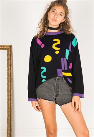 VINTAGE 80S CASUAL KNIT JUMPER / R03107