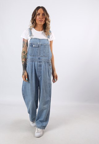 DENIM DUNGAREES GAP WIDE TAPERED LEG VINTAGE UK 14 (C8BT)