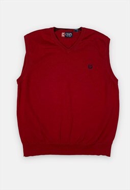 Vintage Chaps embroidered red knitted jumper vest size L