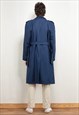 VINTAGE 80'S MEN WOOL BLEND TRENCH COAT IN NAVY