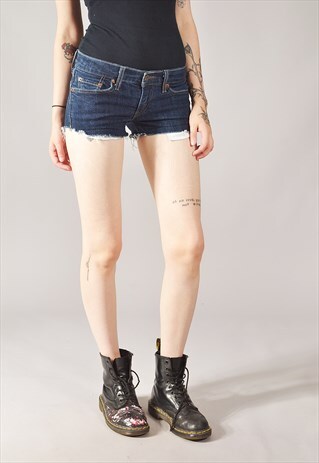 VINTAGE LEVI'S 524 SUPERLOW DENIM SHORTS DARK BLUE
