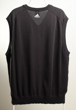 Vintage Adidas Knitwear Vest Top V-Neck Logo Gilet Grey