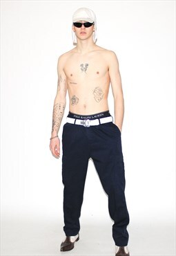 Vintage 90s straight cargo trousers in navy blue