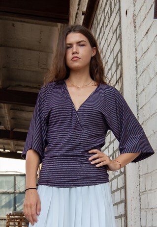 VINTAGE RETRO PURPLE SHINY OPEN BACK PARTY TOP