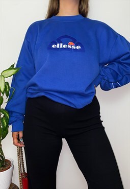 Vintage Ellesse Blue 90s Spell Out Sweatshirt