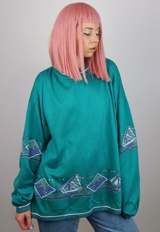VINTAGE 80'S OVERSIZED SURF PRINT SWEATSHIRT / JUMPER