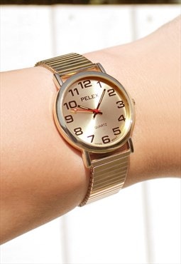 All Gold Watch with Expander Strap